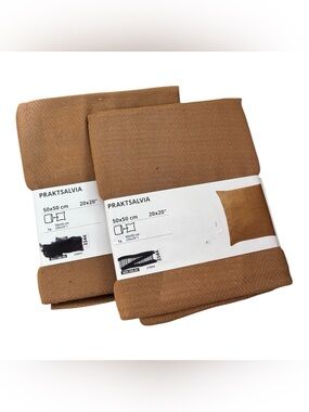 (2 Set) IKEA PRAKTSALVIA 20x20" Pillow Cushion Cover Light Brown 100% Cotton